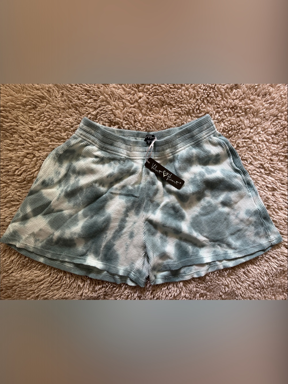Velvet heart Women's Light teal Tie-Dye Waffle Athletic Shorts